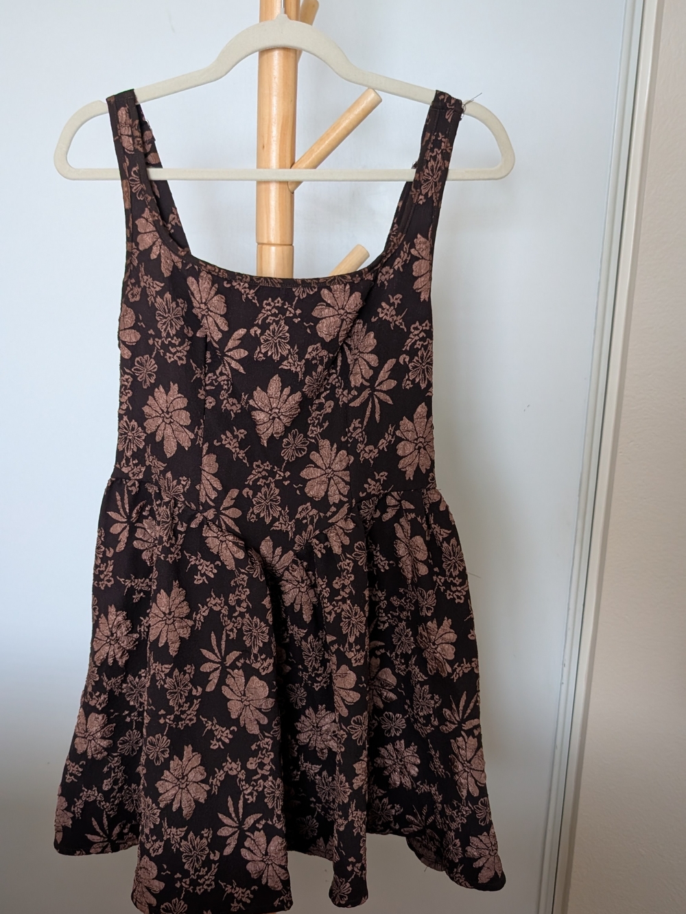 SHEIN Black Mini Dress with Brown Floral Print